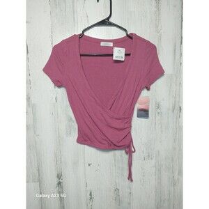 Haley & June Women's Small Pink Cropped Wrap Top